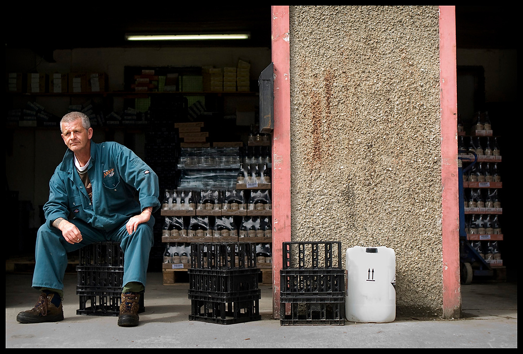 Larry Fullerton Photojournalism Scholarship - James Roh / Ohio UniversityIvan Way takes a break from working at the Arran Brewery in Brodick.  The brewery produces about 600-700 bottles of beer a day and supplies most of Scotland and several other countries with its locally brewed beer.
