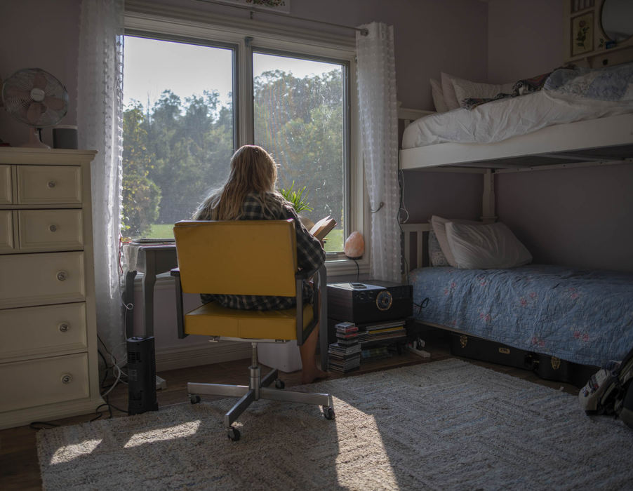 Second Place - Larry Fullerton Photojournalism Scholarship , Grace Wilson / Ohio UniversityI sit at my desk and works on schoolwork on Aug. 26, 2020. Since online school began, I feel like I spend the entire day at my desk.