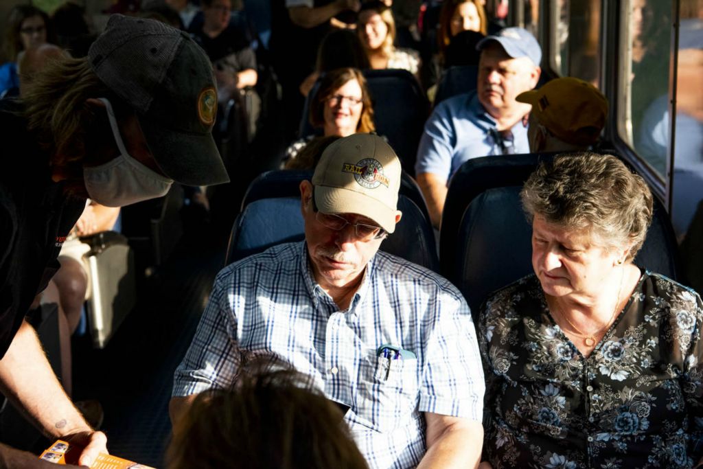Second Place - Larry Fullerton Photojournalism Scholarship -  Passengers wait for the Dinner Train to get going at the Northern Rockside station on July, 30th, 2021. (Ryan Grzybowski - Ohio University)  