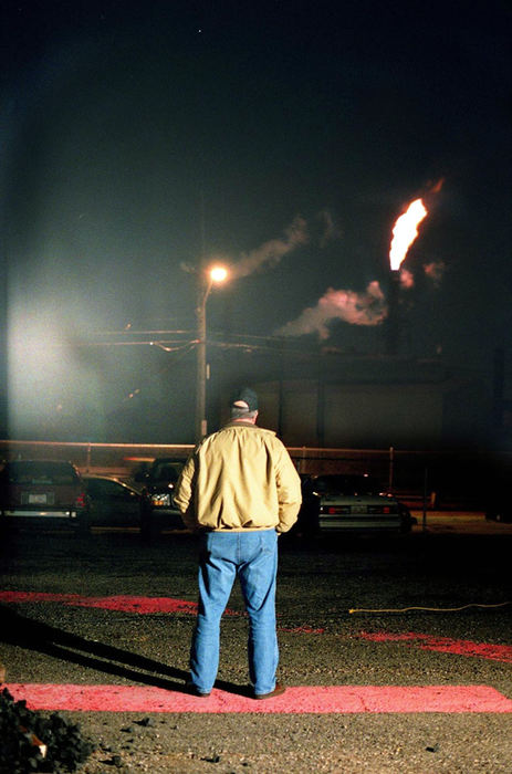 First Place, Ohio Understanding Award - Mike Levy / The Plain DealerA lone steel worker in front of LTV headquarters  during at rally the night before the federal hearing in Youngstown.  