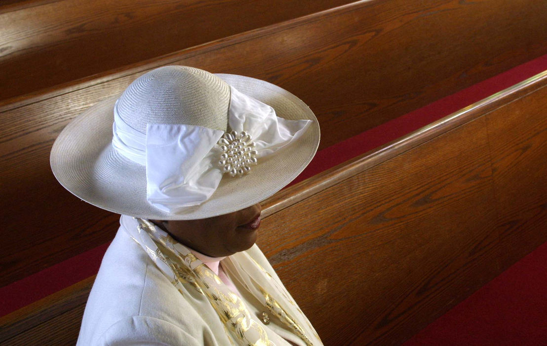 Third Place, Product Illustration - Lisa Powell / Dayton Daily NewsIt is a long standing tradition for women who attend African American churches to cover their heads with hats ranging from simple elegance to wild style. Beverly Perry models a Spring church hat.