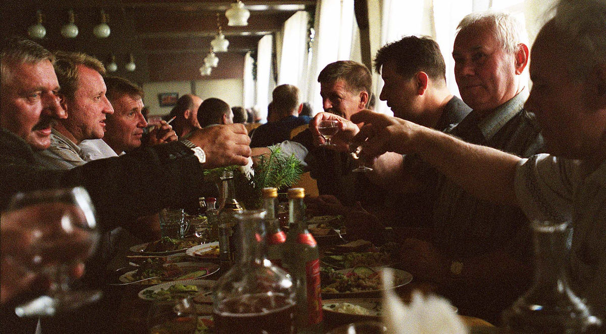 First Place, Photographer of the Year - Mike Levy / The Plain DealerRussian steel workers toast at a retirement party for two Severstal workers.