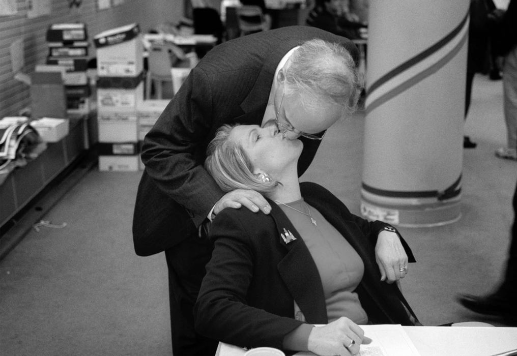 Award of Excellence, Team Picture Story - Lonnie Timmons III / The Plain DealerMayoral candidate Jane Campbell kisses her husband Hunter Morrison at her campaign headquarters.