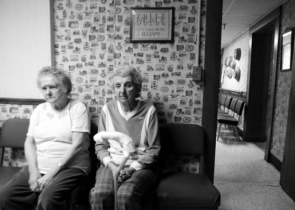 Third Place, News Picture Story - Monique Ganucheau / Medina GazetteBernice Daulbaugh and Mary Moore wait patiently to be called for lunch.  