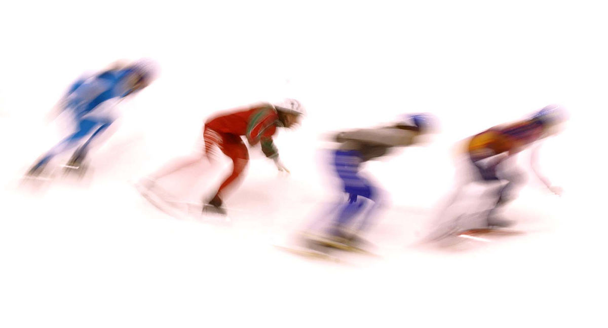 Award of Excellence, Photographer of the Year - Amy Sancetta / Associated PressWomen short track speed skaters workout during a practice session for the Winter Olympic Games at the Salt Lake Ice Sports Complex in Salt Lake City on Feb. 9, 2002.  