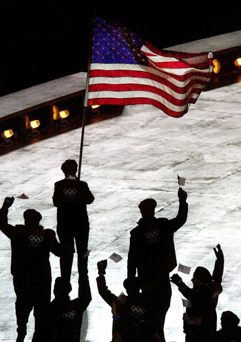 Second Place, Photographer of the Year - John Kuntz / The Plain DealerU.S. Olympic team parades in Opening Ceremony of 2002 Winter Olympic Games February 8, 2002 in Salt Lake City, Utah.   