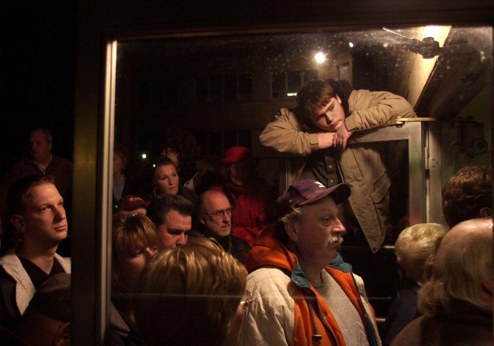 Third Place, Photographer of the Year - Dale Omori / The Plain DealerIt was standing-room-only in Parma City Council chambers with the overflow standing outside crowding the doorways March 17, 2002.  On the council's agenda was the cutting of services, including laying off safety employees, closing swimming pools, and eliminating little league baseball. 