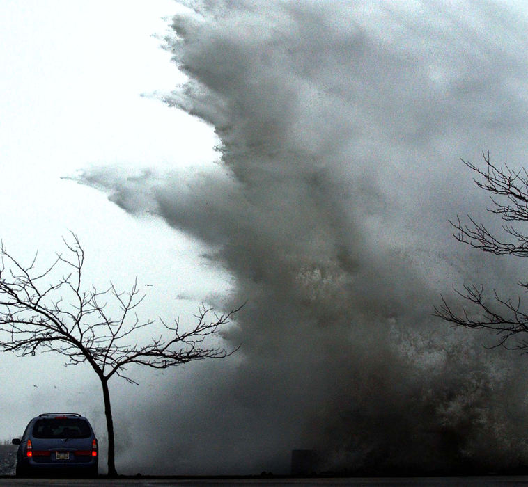 Third Place, Photographer of the Year - Dale Omori / The Plain DealerWaves from Lake Erie, pushed by strong north winds, sent geysers 40 feet high when they hit the shore at the state park at E.55th St. in Cleveland.