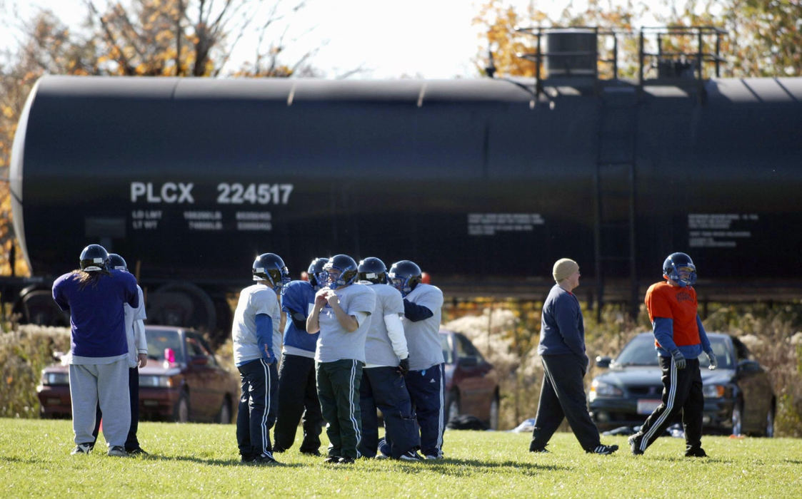 Third Place, Photographer of the Year - Fred Squillante / The Columbus DispatchLacking a practice facility, the Columbus Flames practice on a large field behind the Powell, Ohio, city offices near railroad tracks.