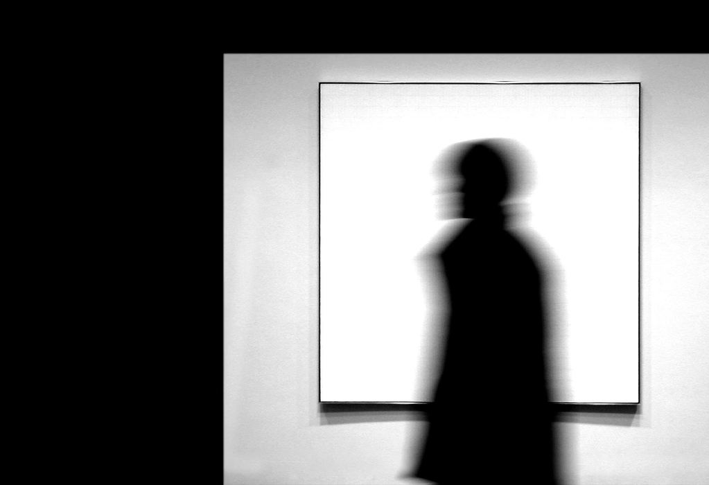 Award of Excellence, Photographer of the Year - Michael E. Keating / Cincinnati EnquirerProviding an impromptu silhouette, a visitor projects a ghostly image in the Whitney Museum in Washington, DC as he passed in front of a blank canvas framed through a doorway.