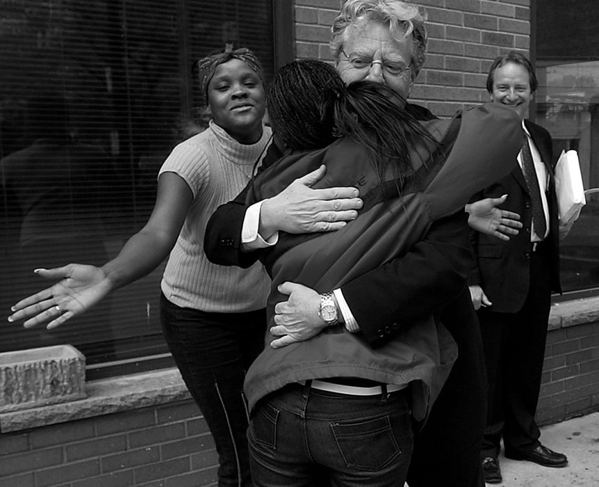 Award of Excellence, Photographer of the Year - Michael E. Keating / Cincinnati EnquirerSpringer is greeted by young girls outside the Mahoning County social services office as he walks to a meeting. They told him they would vote for him, but they were too young.