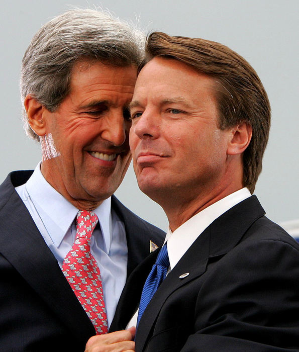 Second Place, Photographer of the Year - Mike Levy / The Plain DealerTogether at last, John Kerry and John Edwards celebrate their presidential team at a campaign rally on Mall C in Cleveland.  This stop was the first appearance of Kerry with Edwards since Kerry made his vice president selection. 