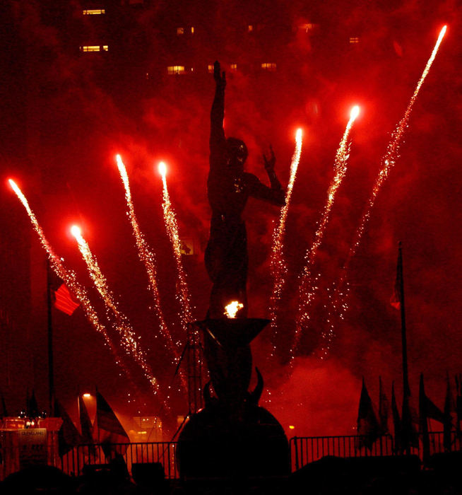 Second Place, Team Picture Story - Tracy Boulian / The Plain DealerThe grand finale of the opening ceremonies for the International Children's Games was a fireworks display.