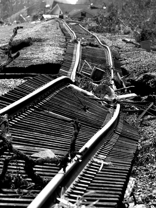 Award of Excellence, News Picture Story - Jpshua Gunter / The Plain DealerTrain tracks that bisect Waveland were washed awry by the storm surge in Waveland, Mississippi, September 06, 2005. 