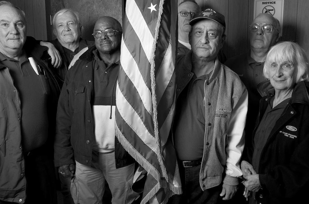 Second Place, James R. Gordon Ohio Understanding Award - Mike Levy / The Plain DealerThe executive committee of local 425 of the UAW pose for a portrait days before the closing of the Lorain Assembly Plant.