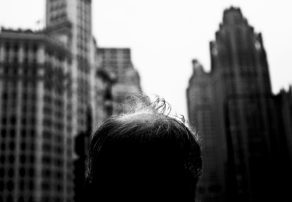 Second Place, George S. Smallsreed Photographer of the Year Award - Greg Ruffing / FreelanceA pedestrian waiting to cross the street finds out why Chicago is nicknamed "The Windy City".