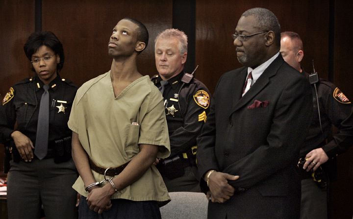 Award of Excellence, General News - Tom Dodge / The Columbus DispatchFranklin County Common Pleas Judge Julie M.Lynch tells German Village robber Louis Hairston "This is not Kmart, there are no Blue Light specials" before sentencing him to 39 years.Hairston is standing with his attorney Stanlee E. Culbreath (right) and surrounded by Franklin County Sheriff deputies.