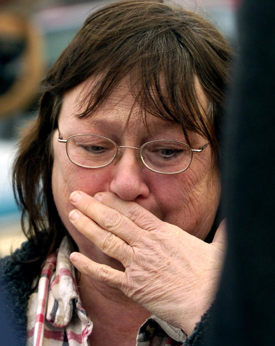 Second Place, News Picture Story - Marsahll Gorby / Springfield News-SunTerry Colman, breaks down as she talks to members of the media about her missing great grandson, Cayden Workman at Greenon High School. 