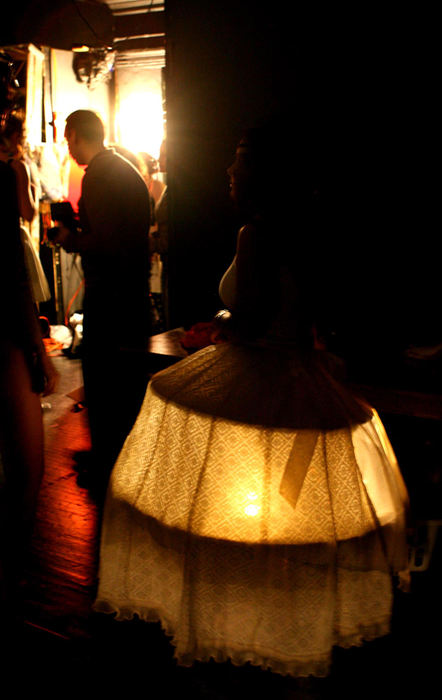 Award of Excellence, Photographer of the Year - Dale Omori / The Plain DealerA model wears a light-up skirt backstage at the Cleveland Public Theater during Fashion Week.                               