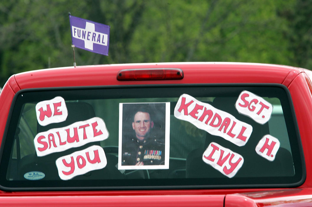 Second Place, Photographer of the Year - Chris Russell / The Columbus DispatchThe small town of Galion came out in full force to honor Marine Staff Sgt. Kendall Ivy, 28, who was killed by a roadside bomb in Iraq in May of 2005. 