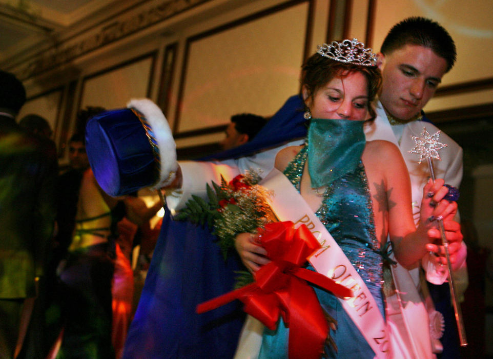 First Place, James R. Gordon Ohio Understanding Award - Gus Chan / The Plain DealerJohanna Orozco dances with prom king Zlatko Zlatanov after the two were named prom king and queen at the Lincoln West prom.
