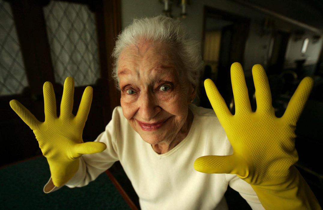 Award of Excellence, Photographer of the Year - Ken Love / Akron Beacon JournalElizabeth McClain, 101, of the Francesca Residence home cleans the lunch room tables everyday to keep active in spite of macular degeneration and deteriorating hearing. 