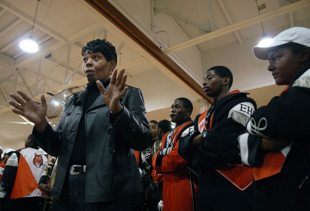 First Place, Student Photographer of the Year - David Foster / Kent State UniversityBand director Martha Hal talks to the band before they leave for the game. "There is nothing these kids won't do.  Their heart is here at East High School," said Hal. 