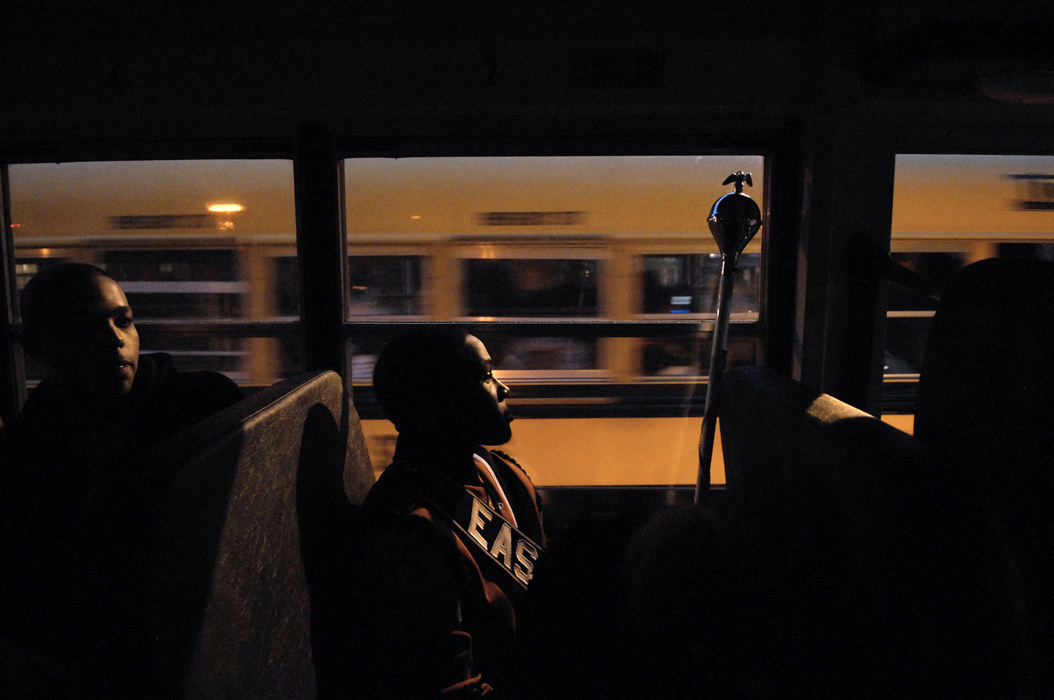 First Place, Student Photographer of the Year - David Foster / Kent State UniversitySenior drum major Derris Lewis rides with other East High band members on their way to the final home football game, October 26, 2007.  