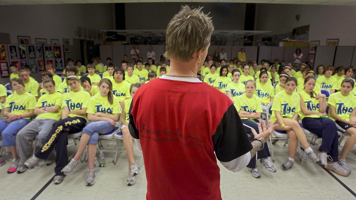 First Place, Sports Picture Story - Andy Morrison / The BladeTodd Crandall speaks to eighth grade students at St. Rose Elementary School in Perrysburg, during Teens High On Life Week.