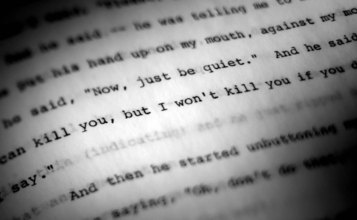 Second Place, Feature Picture Story - Lisa DeJong / The Plain Dealer"I put my hand to my neck, where the dagger had been, " Connors recalls. "It felt sticky. I looked at my hand. A bright red smear. Yes: my blood. I looked down and saw more blood on my skirt. In that instant, everything came into sharp focus, as if someone had adjusted the lens on my fuzzy view of the world. 'Now', I thought. 'Now is when it happens to me.' I was 30 years old and this was the day I would die. " This typed page is part of the court transcript of Joanna's rape case.  