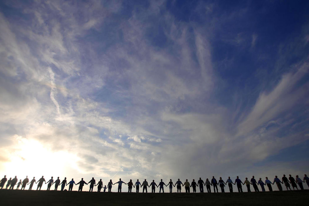 Award of Excellence, Pictorial - James D. DeCamp / The Columbus Dispatch856 people form a human chain as they join hands and pray across the top of the Alum Creek State Park Dam,  May 1, 2008 as part of ministry of the God's Thunder Motorcycle Ministry from the Genoa Baptist Church celebrating the National Day of Prayer.