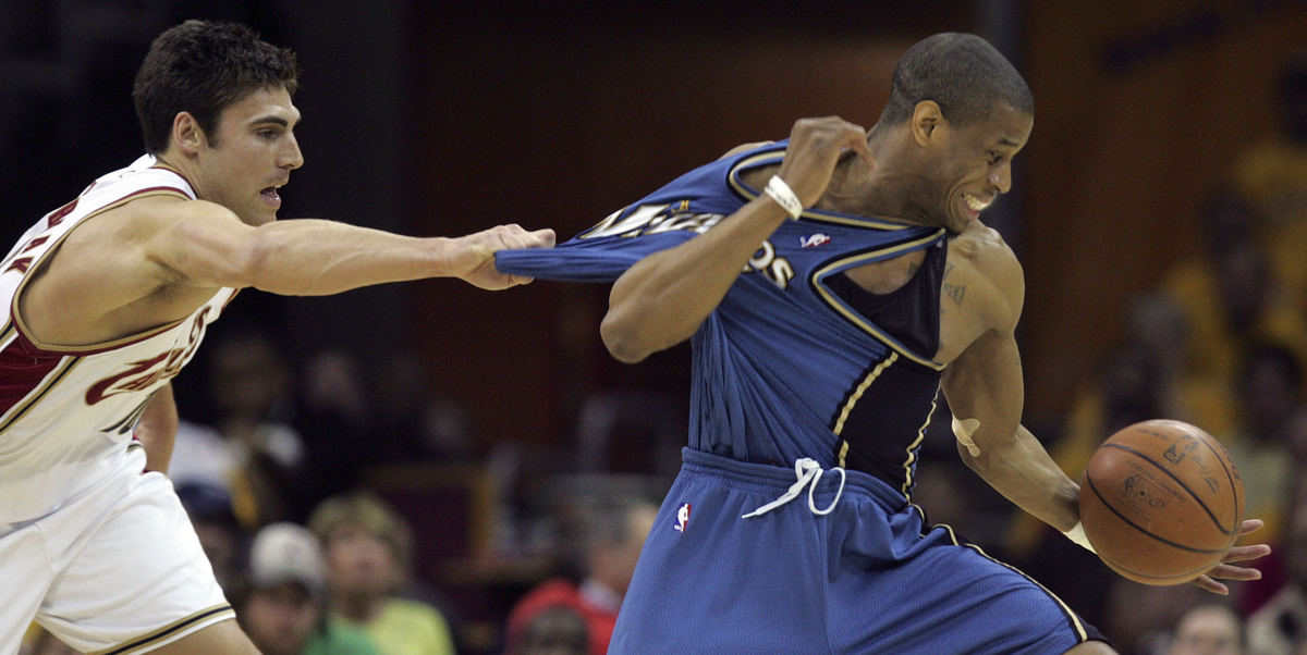 Third Place, Sports Action - Joshua Gunter / The Plain DealerCleveland Cavaliers' Wally Szczerbiak won't let  Washington Wizards' Antonio Daniels break away on steal in the third quarter, April 30, 2008 at Quicken Loans Arena. The Cavs lost the game 87-88. 