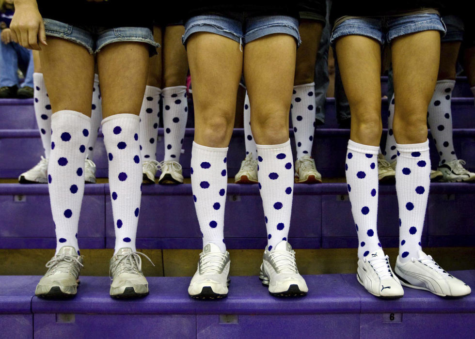 First Place, Student Photographer of the Year - Diego James Robles / Ohio UniversityAt a junior high pep rally, the varsity women’s volleyball players wear purple polka-dot sox in support of the Chieftains.