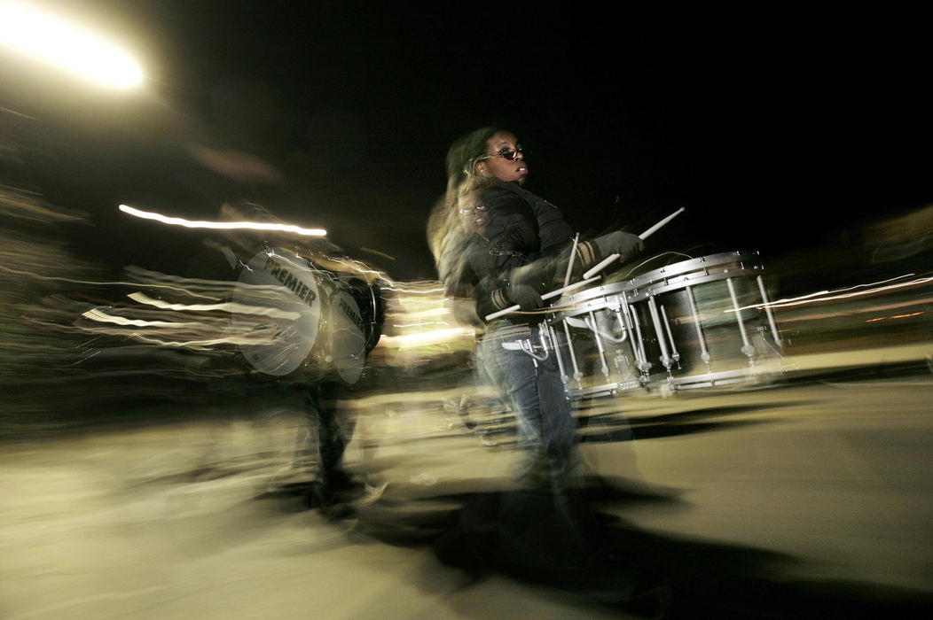 Third Place, Feature Picture Story - Fred Squillante / The Columbus DispatchOhio State School for the Blind marching band member Bria Goshay marches in the school parking lot during an evening practice. Band members have varying degrees of vision impairment.