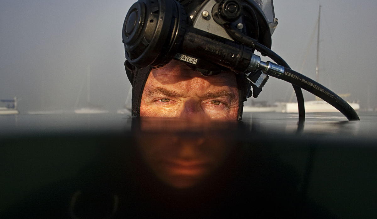 First Place, Student Photographer of the Year - Diego James Robles / Ohio UniversityOrange County Sheriff’s Department diver, Deputy Chris Corn, poses yards from his dry office in Newport Beach Harbor Patrol headquarters, on Aug. 31. “The thing I like best about my job is when we have a successful dive and find a needle in a hay stack from secondhand information,” Corn said.