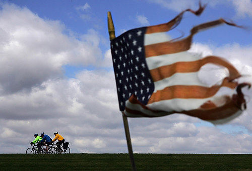 Third Place, Photographer of the Year/Large Market - Eric Albrecht / The Columbus Dispatch Cyclists ride  into a strong crosswind in the annual spring cycling Tour of the Scioto River Valley.