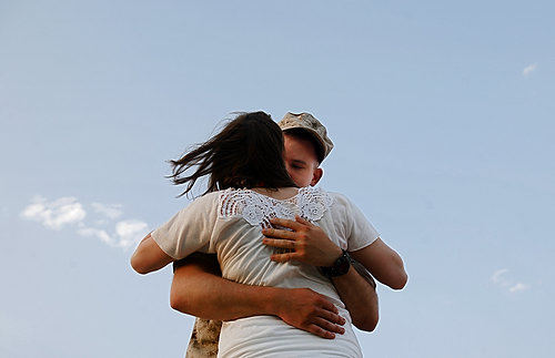 Third Place, Photographer of the Year/Large Market - Eric Albrecht / The Columbus DispatchSoldiers said there goodbyes before departing to wives and girl friends.