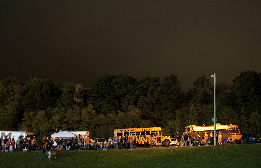 First place, James R. Gordon Ohio Understanding Award - David Foster / Kent State UniversityTailgating busses and party vans gather for each home game and are parked in a location that offers a view of the stadium action during a home game