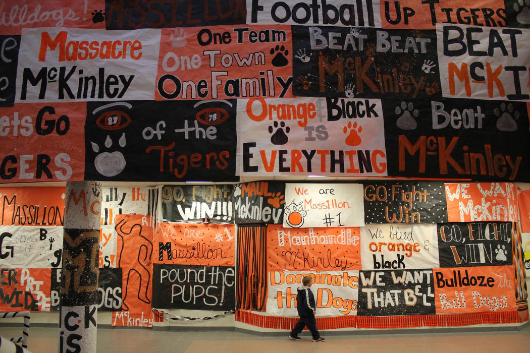First place, James R. Gordon Ohio Understanding Award - Jess White / Kent State UniversityThousands of banners and other forms of spirit fill the hallways of Washington High School during McKinley Week.