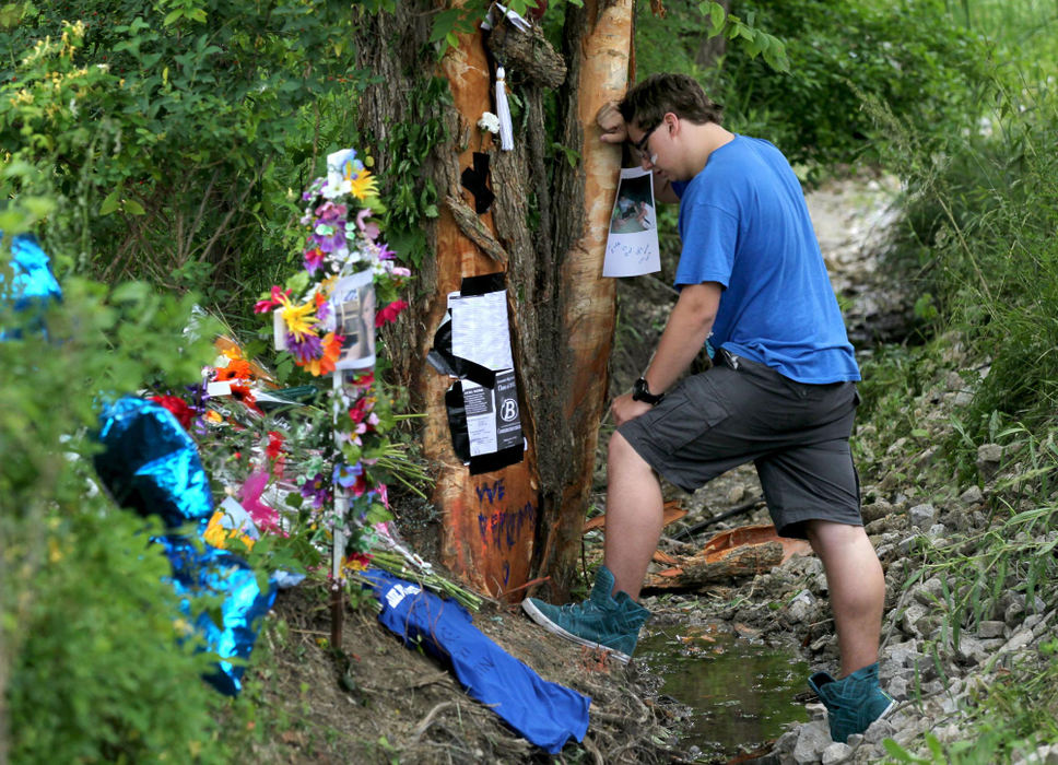 Third place, Photographer of the Year - Large Market - Marvin Fong / The Plain DealerSean Greissing,17, remembers his four Brunswick high school classmates, victims of a fatal car crash on Boston Rd. in Columbia Township.