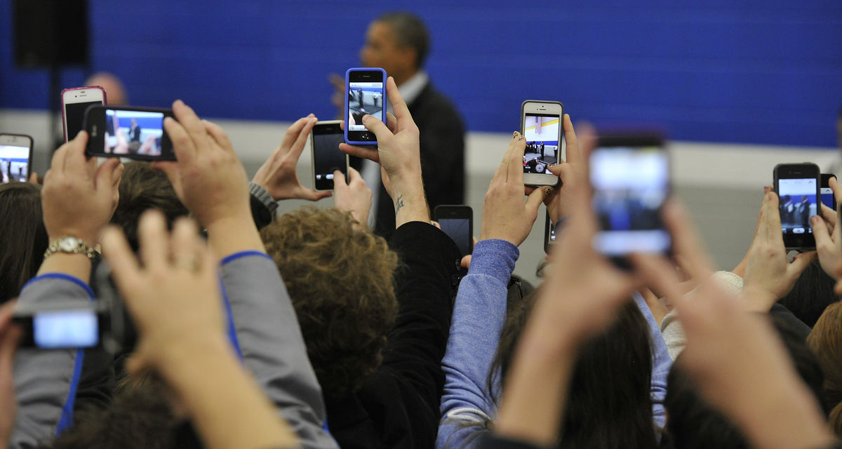 First place, Photographer of the Year - Small Market - Bill Lackey / Springfield News-SunThe air above the crowd at the Barack Obama rally is filled with cell phones as supporters try to snap a picture of the president as he enters the rally at Springfield High School. 