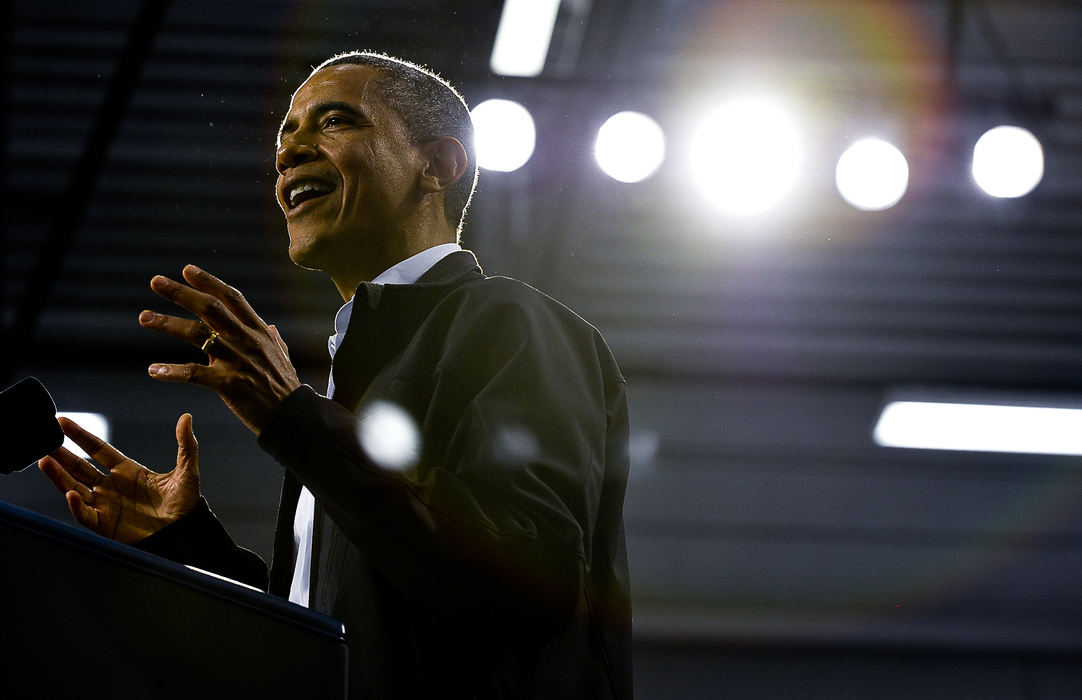 First place, Photographer of the Year - Small Market - Bill Lackey / Springfield News-SunPresident Barack Obama speaks to thousands of supporters during a campaign stop in Springfield, Ohio. 