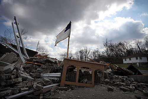 Third place, Student Photographer of the Year - Coty Giannelli / Kent State UniversityOn March 2, 2012 an EF-4 tornado touched down in southern Indiana for 49 minutes the tornado ravaged the area, completely destroying Marysville and eventually making it's way to Henryville, throwing buses and destroying everything in it's path. "This is just a building, the church is still here," said Terry Lanoue, pastor of the Mt. Moriah Baptist Church, on March 3, 2012. On March 2, tornados hit southern Indiana leaving widespread damage in their wake.