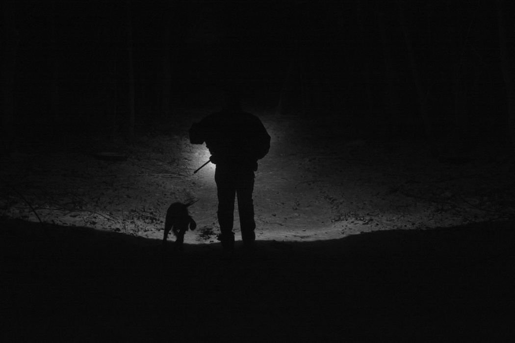 First Place, James R. Gordon Ohio Undertanding Award - Jacob Byk / Kent State UniversityJohn Jordan, father of Debbie Hughes (married to Tim Hughes) goes raccoon hunting on a winter night with his new hunting dog, Hugs. Jordan was looking for a deer to break Hugs' scent (Hugs chased a deer by accident), when Jordan mistakenly spotted a gas well in someone's field for an animal.