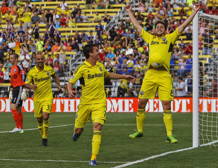 Second Place, Student Photographer of the Year - Alex Holt / University of KentuckyThe Crew's midfielder Matias Sanchez celebrates his goal and the first of the game Saturday night, June 15, 2013. The Crew lead the Impact 2-0 at half. 