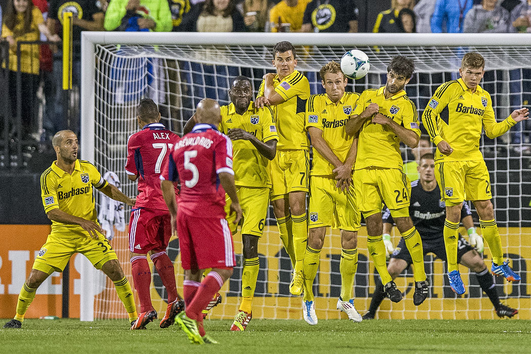 Second Place, Student Photographer of the Year - Alex Holt / University of KentuckyThe Columbus Crew wall fails to block a penalty shot by the Chicago Fire Saturday night, September 21, 2013. Luckily goalie Matt Lampson was able to punch the ball away. 