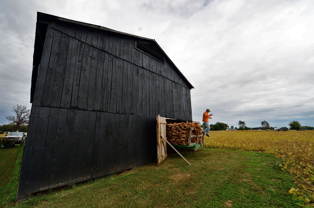 Third Place, Student Photographer of the Year - Logan Riely / Ohio UniversityRaphael Moreno, a temporary agricultural worker from Michoacán, Mexico, jumps off a load of tobacco in Owensboro, Kentucky.