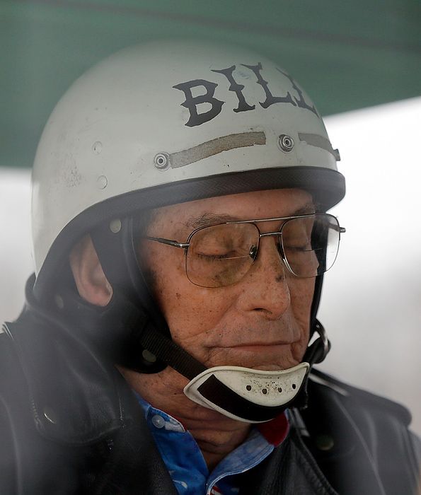 Second Place, News Picture Story - Jonathan Quilter / The Columbus DispatchThe body of Bill Standley secured to his 1967 Harley Davidson rests inside a plexiglass box during his funeral service in Mechanicsburg.