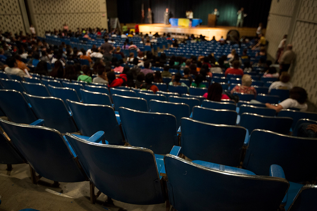 First Place, Photographer of the Year - Large Market - Eamon Queeney / The Columbus DispatchPlenty of empty seats are seen during the annual awards ceremony in the auditorium.