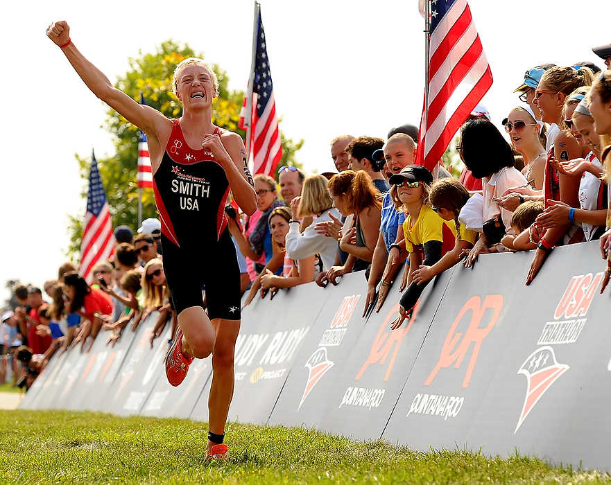 Second Place, Ron Kuntz Sports Photographer of the Year - Erik Schelkun / Elsestar ImagesDarr Smith of Atlanta Georgia pumps his fist crossing the finish line in celebration of a bronze medal 3rd place finish at the Junior Elite National Championships in West Chester. 